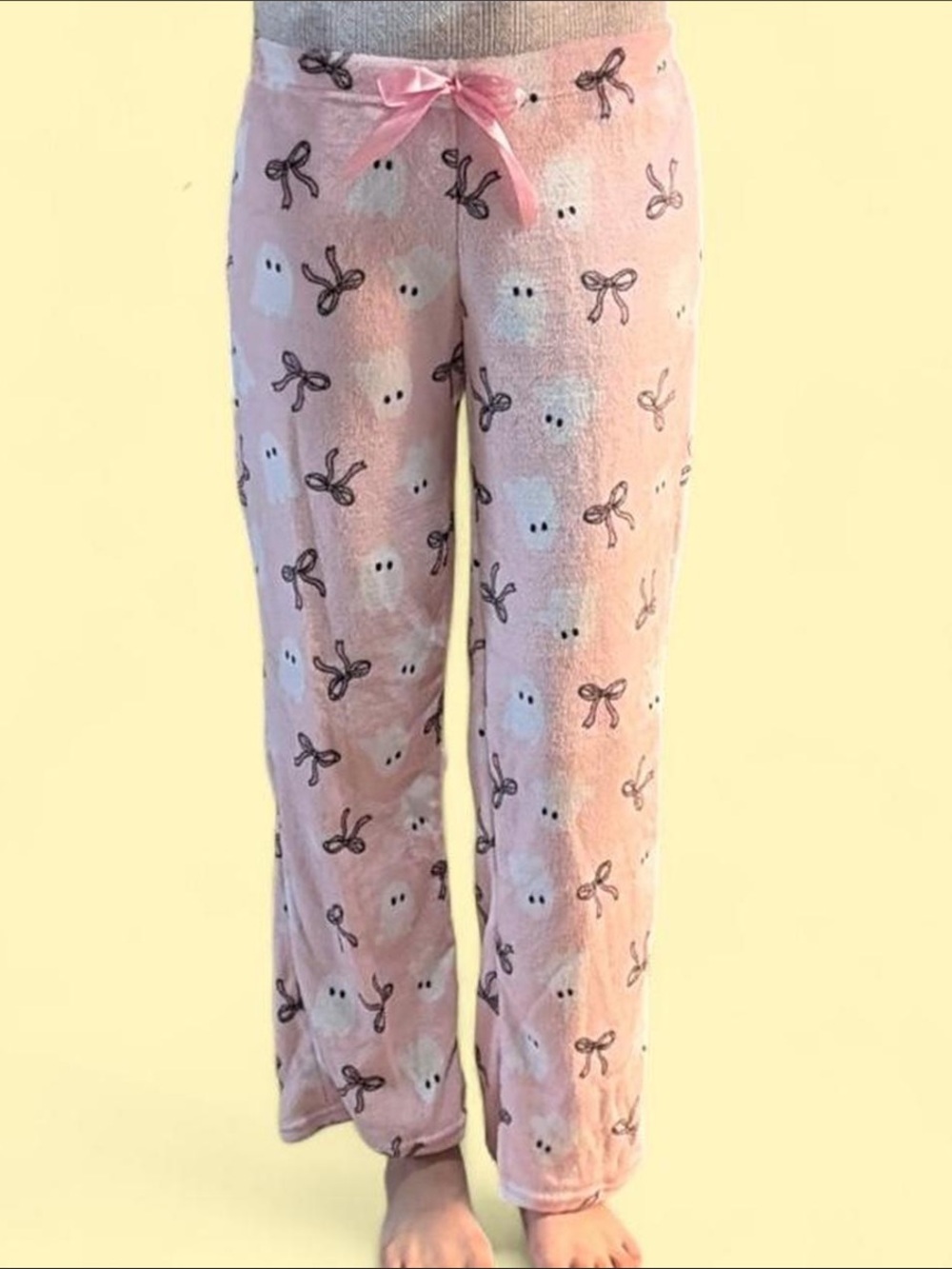 Hollister Pink Fleece Jogger Pants with Ghost & Bow Print